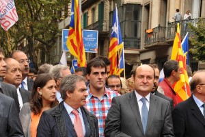 Andoni Ortuzar, Joseba Aurrekoetxea y Koldo Zarraga en la Diada 2013
