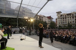 Izaskun Bilbao, Iñigo Urkullu, Andoni Ortuzar en el mitin de Barakaldo