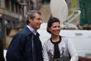 Izaskun Bilbao, Iñigo Urkullu, Andoni Ortuzar en el mitin de Eibar