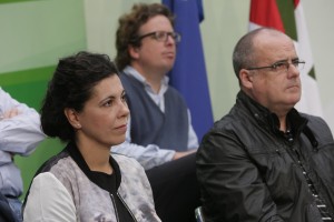 Izaskun Bilbao, Iñigo Urkullu, Andoni Ortuzar en el mitin de Eibar