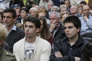 Izaskun Bilbao, Iñigo Urkullu, Andoni Ortuzar en el mitin de Eibar