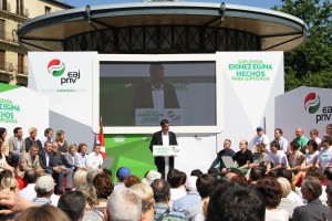Mitin en Donostia Goia, Olano, Urkullu y Egibar