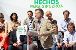 Mitin en Donostia Goia, Olano, Urkullu y Egibar