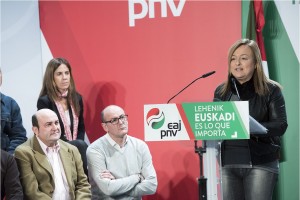 Mitin en Eibar - Andoni Ortuzar, Joseba Agirretxea y María Eugenia Iparragirre