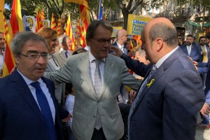 Andoni Ortuzar y Joseba Aurrekoetxea en la celebración de la Diada 2018