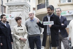 Eibarren egon dira gaur Markel Olano, Joseba Agirretxea, Josu Mendikute, M Eugenia Arrizabalaga, Maribel Bakero eta Eider Mendoza