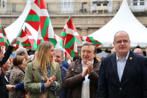 Mitin Aberri Eguna 2019. Aitor Esteban, Iñigo Urkullu, Andoni Ortuzar. Bilbao.