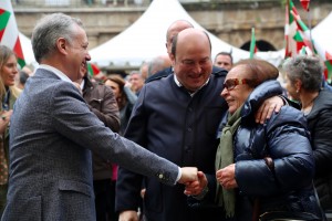 Mitin Aberri Eguna 2019. Aitor Esteban, Iñigo Urkullu, Andoni Ortuzar. Bilbao.