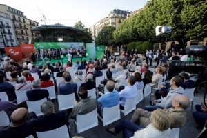 Mitin Donostia. Eneko Goia, Eider Mendoza, Markel Olano, Iñigo Urkullu, Andoni Ortuzar