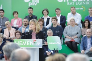 Mitin Donostia. Eneko Goia, Eider Mendoza, Markel Olano, Iñigo Urkullu, Andoni Ortuzar