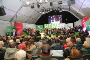 10N Mitin cierre campaña. Andoni Ortuzar, Iñigo Urkullu, Aitor Esteban, Almudena Otaola, Maribel Vaquero