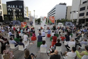 Mitin Donostia. Bakartxo Tejeria, Iñigo Urkullu, Andoni Ortuzar	