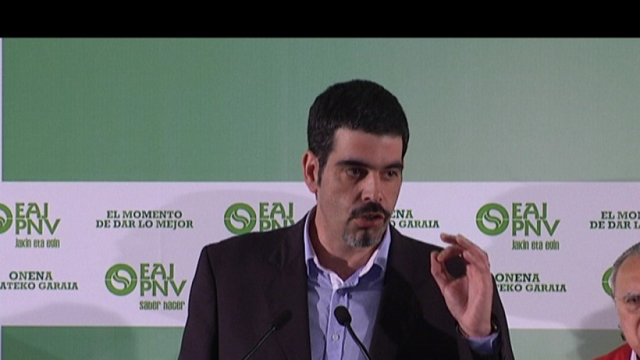 Eneko Goia, en el acto de presentación de los candidatos a alcaldes de Bilbao, Donostia y Gasteiz 