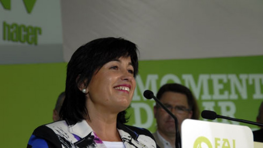 Ana Madariaga en el mitin de Getxo
